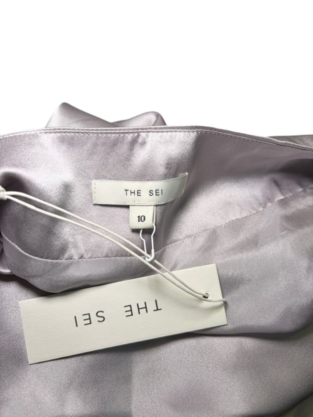 The Sei Silk Ruched Mini Skirt Silver Size 10 NWT Designer - Picture 6 of 7